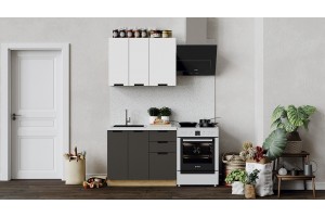 Кухонный гарнитур Гренада 100 см Дуб Крафт золотой, Холст Вулкан, Холст Белый