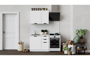 Кухонный гарнитур Гренада 100 см (с фрезеровкой) Белый, Холст Белый