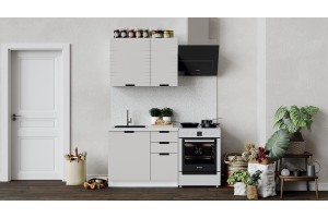 Кухонный гарнитур Гренада 100 см (с фрезеровкой) Белый, Холст мокко