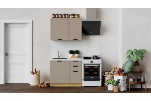 Кухонный гарнитур Гренада 100 см (с фрезеровкой) Дуб Крафт золотой, Холст латте