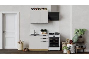 Кухонный гарнитур Гренада 100 см (с фрезеровкой) Дуб Крафт золотой, Холст мокко