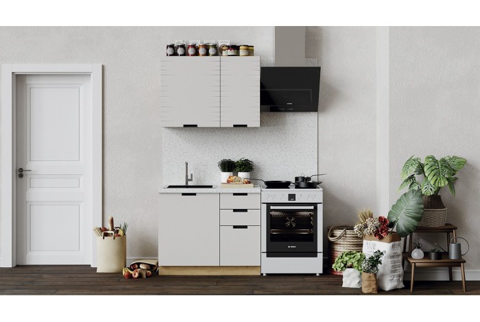 Кухонный гарнитур «Гренада» 100 см (с фрезеровкой) Дуб Крафт золотой, Холст мокко