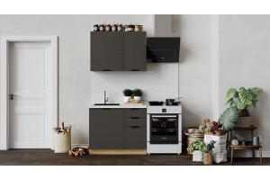 Кухонный гарнитур Гренада 100 см (с фрезеровкой) Дуб Крафт золотой, Холст Вулкан