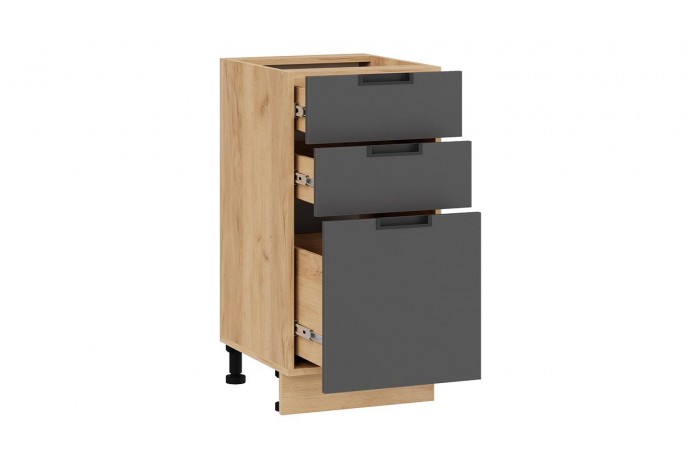 Кухонный гарнитур «Гренада» 100 см (с фрезеровкой) Дуб Крафт золотой, Холст Вулкан, Холст Белый