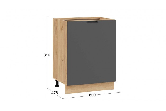 Кухонный гарнитур «Гренада» 100 см (с фрезеровкой) Дуб Крафт золотой, Холст Вулкан, Холст Белый