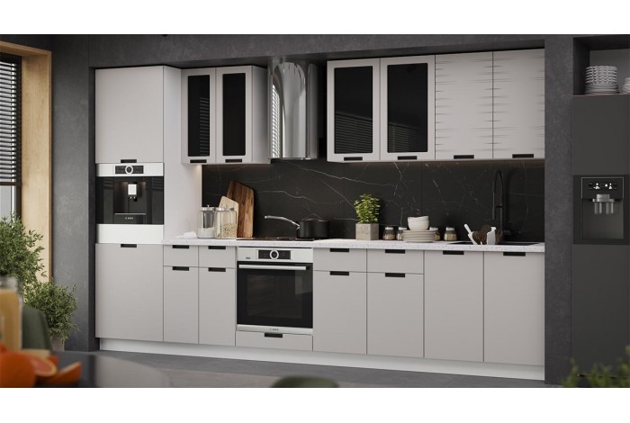 Кухонный гарнитур «Гренада» №5 340 см Белый, Холст мокко