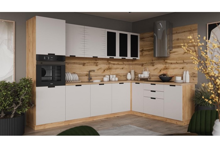 Кухонный гарнитур «Гренада» №6 Дуб Крафт золотой, Холст мокко