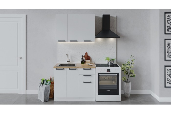 Кухонный гарнитур «Детройт» длиной 100 см Белый, Белый глянец