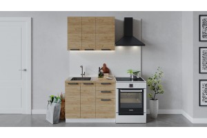 Кухонный гарнитур Детройт длиной 100 см Белый, Дуб Крафт золотой