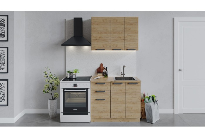 Кухонный гарнитур «Детройт» длиной 100 см Дуб Крафт золотой