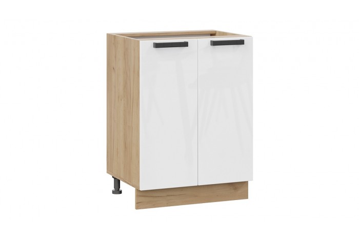 Кухонный гарнитур «Детройт» длиной 220 (160) см Дуб Крафт золотой, Белый глянец