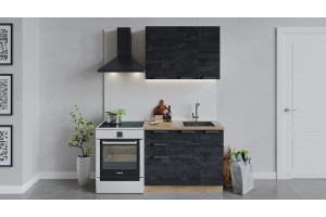 Кухонный гарнитур Детройт длиной 100 см Дуб Крафт золотой, Угольный Камень