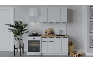 Кухонный гарнитур Детройт длиной 120 см Дуб Крафт золотой, Белый глянец