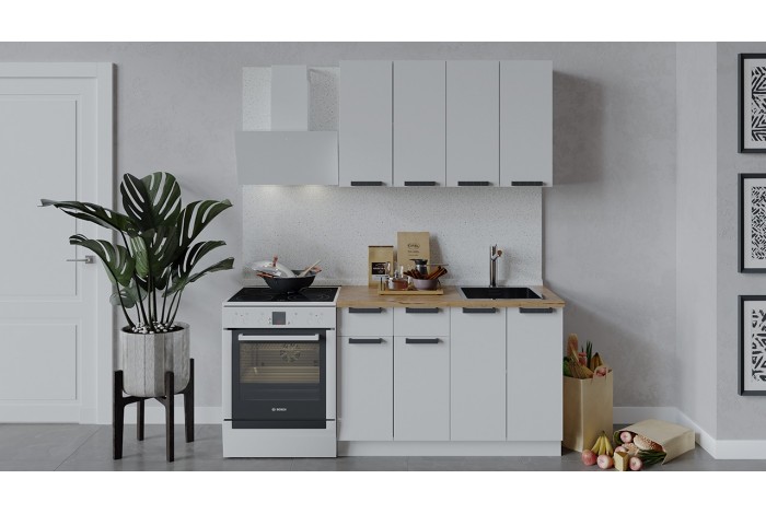 Кухонный гарнитур «Детройт» длиной 120 см Дуб Крафт золотой, Белый глянец