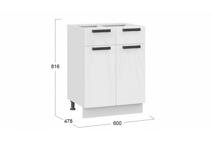 Кухонный гарнитур «Детройт» длиной 220 (160) см Белый, Белый глянец