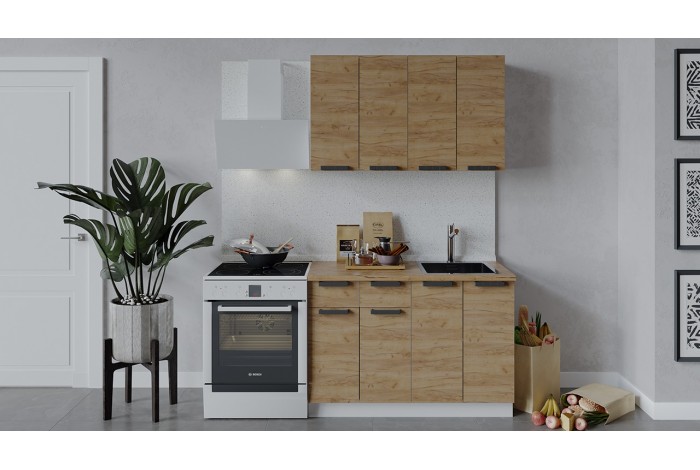 Кухонный гарнитур «Детройт» длиной 120 см Белый, Дуб Крафт золотой