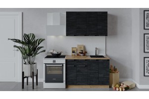 Кухонный гарнитур Детройт длиной 120 см Дуб Крафт золотой, Угольный Камень