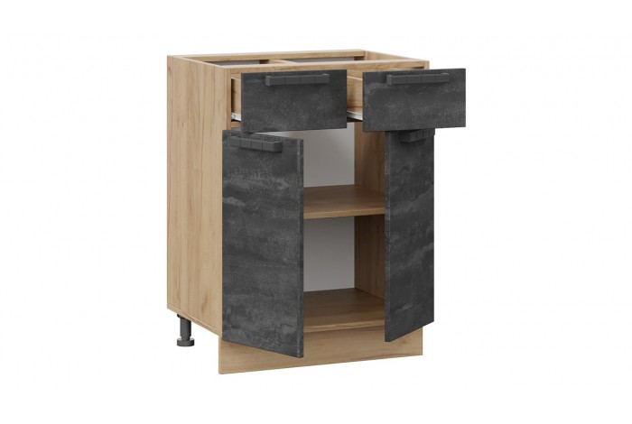 Кухонный гарнитур «Детройт» длиной 240 (180) см Дуб Крафт золотой, Белый глянец, Угольный Камень