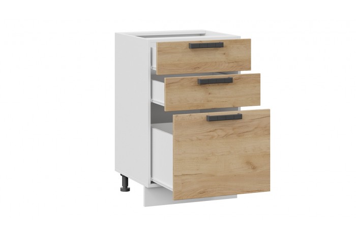 Кухонный гарнитур «Детройт» длиной 150 см Белый, Белый глянец, Дуб Крафт золотой