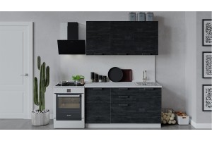 Кухонный гарнитур Детройт длиной 150 см Белый, Угольный Камень