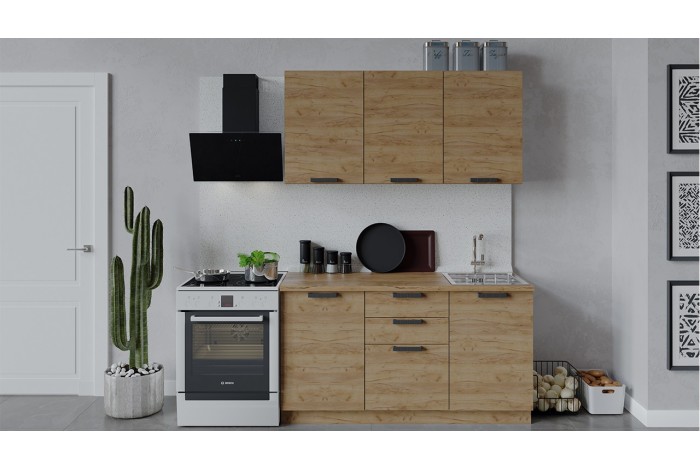 Кухонный гарнитур «Детройт» длиной 150 см Дуб Крафт золотой