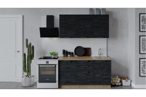 Кухонный гарнитур Детройт длиной 150 см Дуб Крафт золотой, Угольный Камень