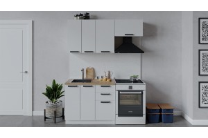 Кухонный гарнитур Детройт длиной 160 (100) см Белый, Белый глянец