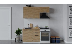 Кухонный гарнитур Детройт длиной 160 (100) см Белый, Дуб Крафт золотой