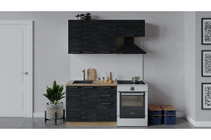 Кухонный гарнитур Детройт длиной 160 (100) см Дуб Крафт золотой, Угольный Камень