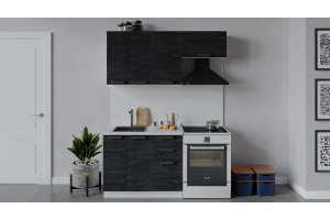 Кухонный гарнитур Детройт длиной 160 (100) см Белый, Угольный Камень