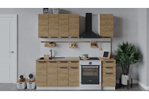 Кухонный гарнитур Детройт длиной 160 см Белый, Дуб Крафт золотой