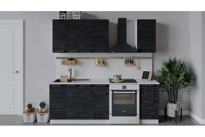 Кухонный гарнитур «Детройт» длиной 160 см Белый, Угольный Камень