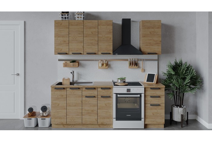 Кухонный гарнитур «Детройт» длиной 160 см Дуб Крафт золотой