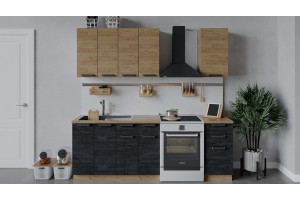 Кухонный гарнитур Детройт длиной 160 см Дуб Крафт золотой, Угольный Камень