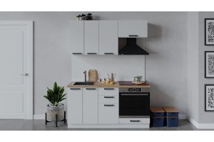 Кухонный гарнитур Детройт длиной 160 см со шкафом НБ Белый, Белый глянец