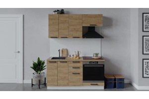 Кухонный гарнитур Детройт длиной 160 см со шкафом НБ Белый, Дуб Крафт золотой