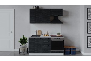 Кухонный гарнитур Детройт длиной 160 см со шкафом НБ Белый, Угольный Камень