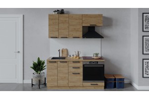 Кухонный гарнитур Детройт длиной 160 см со шкафом НБ Дуб Крафт золотой