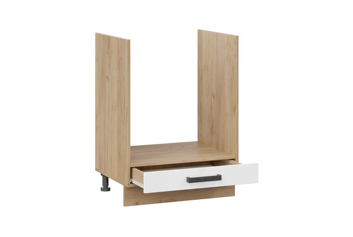 Кухонный гарнитур «Детройт» длиной 200 см со шкафом НБ Дуб Крафт золотой, Белый глянец