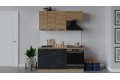 Кухонный гарнитур «Детройт» длиной 160 см со шкафом НБ Дуб Крафт золотой, Угольный Камень