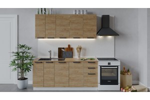 Кухонный гарнитур Детройт длиной 180 см Белый, Дуб Крафт золотой