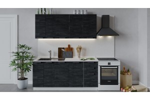 Кухонный гарнитур Детройт длиной 180 см Белый, Угольный Камень