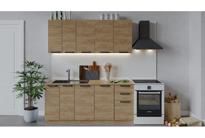 Кухонный гарнитур «Детройт» длиной 180 см Дуб Крафт золотой