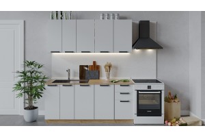 Кухонный гарнитур Детройт длиной 180 см Дуб Крафт золотой, Белый глянец