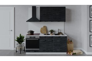 Кухонный гарнитур Детройт длиной 180 см со шкафом НБ Белый, Угольный Камень