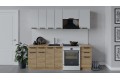 Кухонный гарнитур «Детройт» длиной 220 (160) см Дуб Крафт золотой, Белый глянец