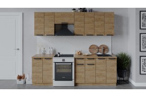 Кухонный гарнитур Детройт длиной 240 (180) см Дуб Крафт золотой