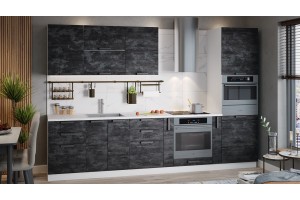 Кухонный гарнитур Детройт №2 310 см Белый, Угольный Камень