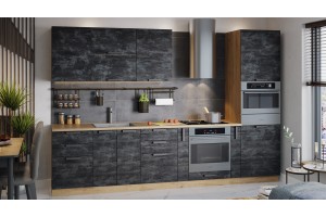 Кухонный гарнитур Детройт №2 310 см Дуб Крафт золотой, Угольный Камень