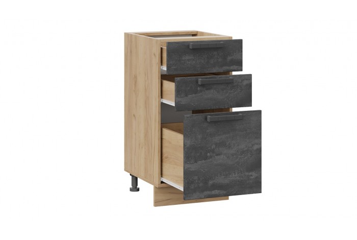 Кухонный гарнитур «Детройт» №3 290 см Дуб Крафт золотой, Белый глянец, Угольный Камень